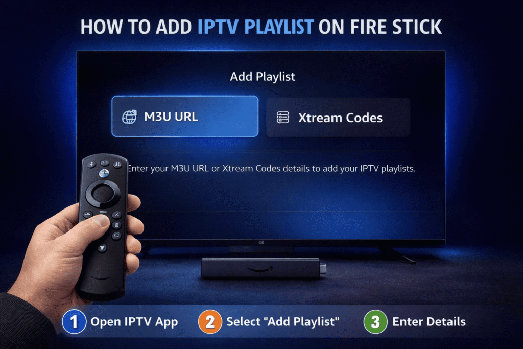 Ajouter une playlist IPTV sur Fire Stick avec lien M3U ou Xtream Codes
