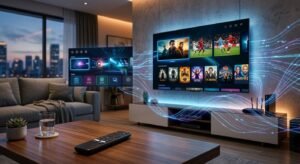 Application IPTV Android TV streaming interface on smart television